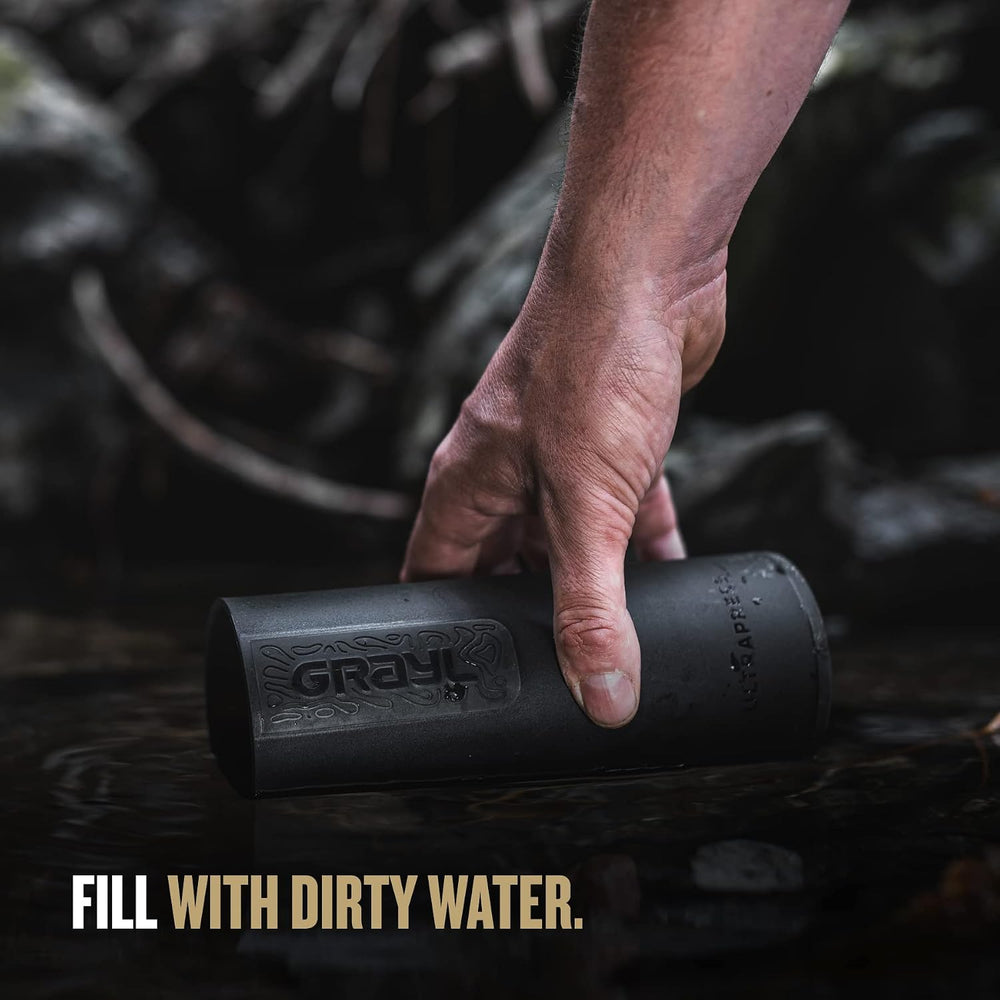 GRAYL UltraPress 16.9 oz Water Purifier & Filter Bottle, Covert Black