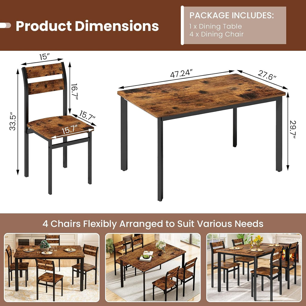 dklgg dining room table set for 4 farmhouse, package contents