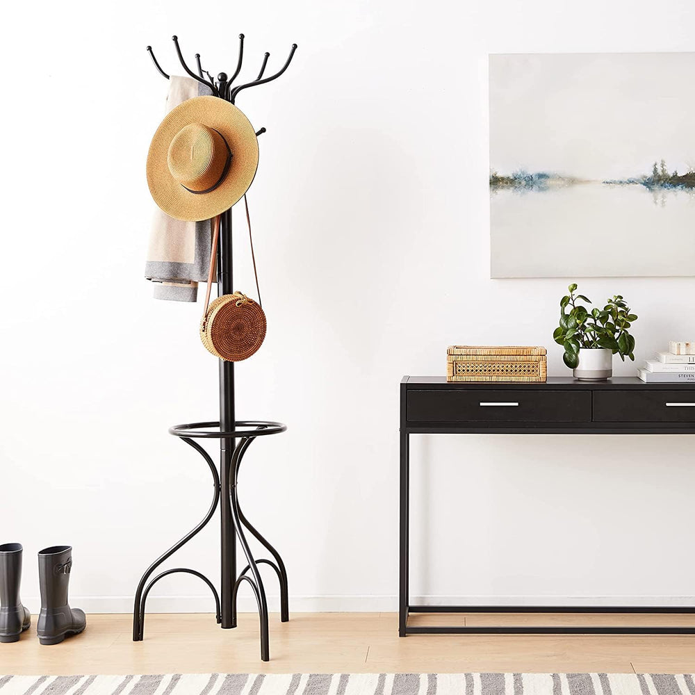 Tangkula 75 Inch Freestanding Metal Coat Rack, Black