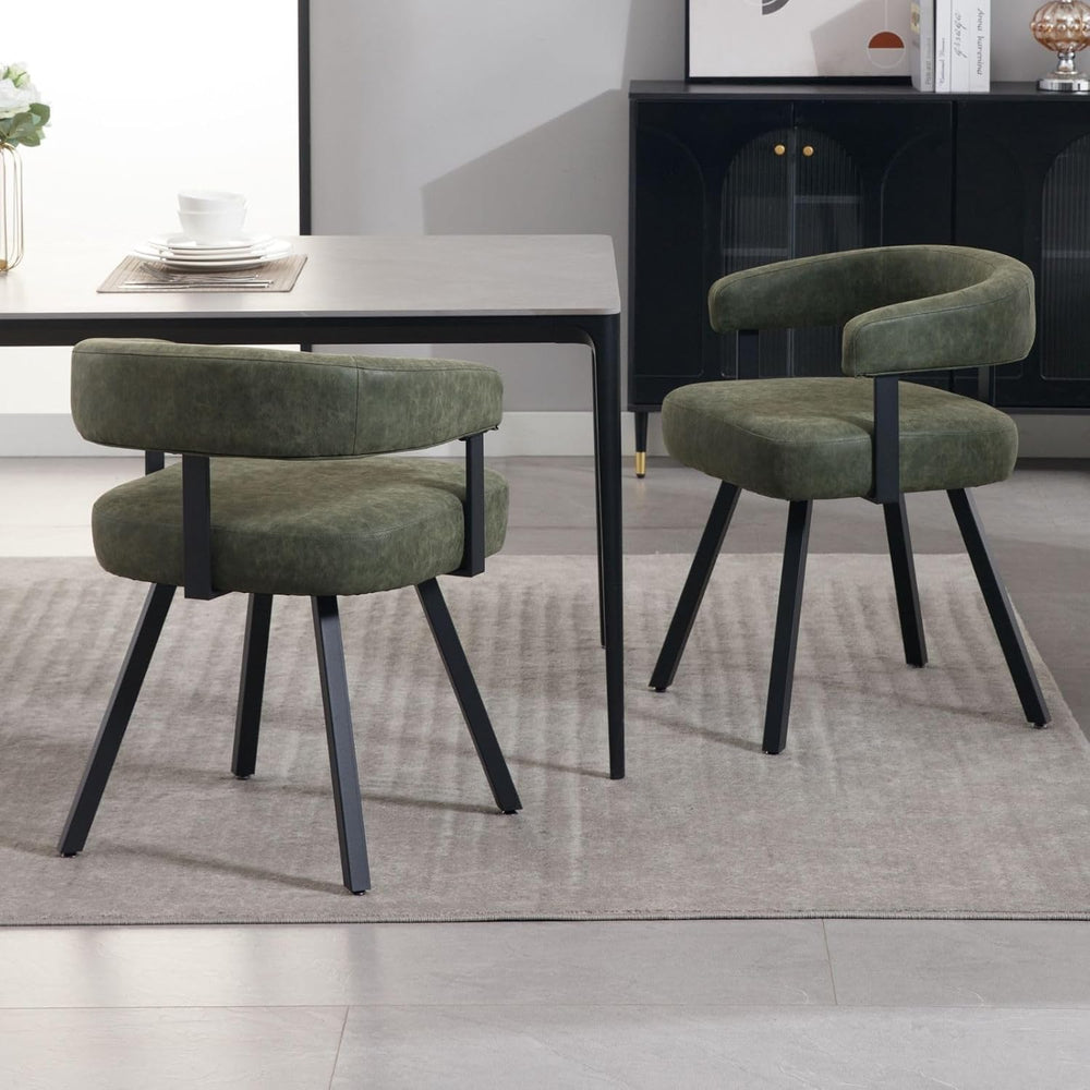 LukeAlon PU Leather Dining Chairs Set of 2, Upholstered Armchair with Padded ...