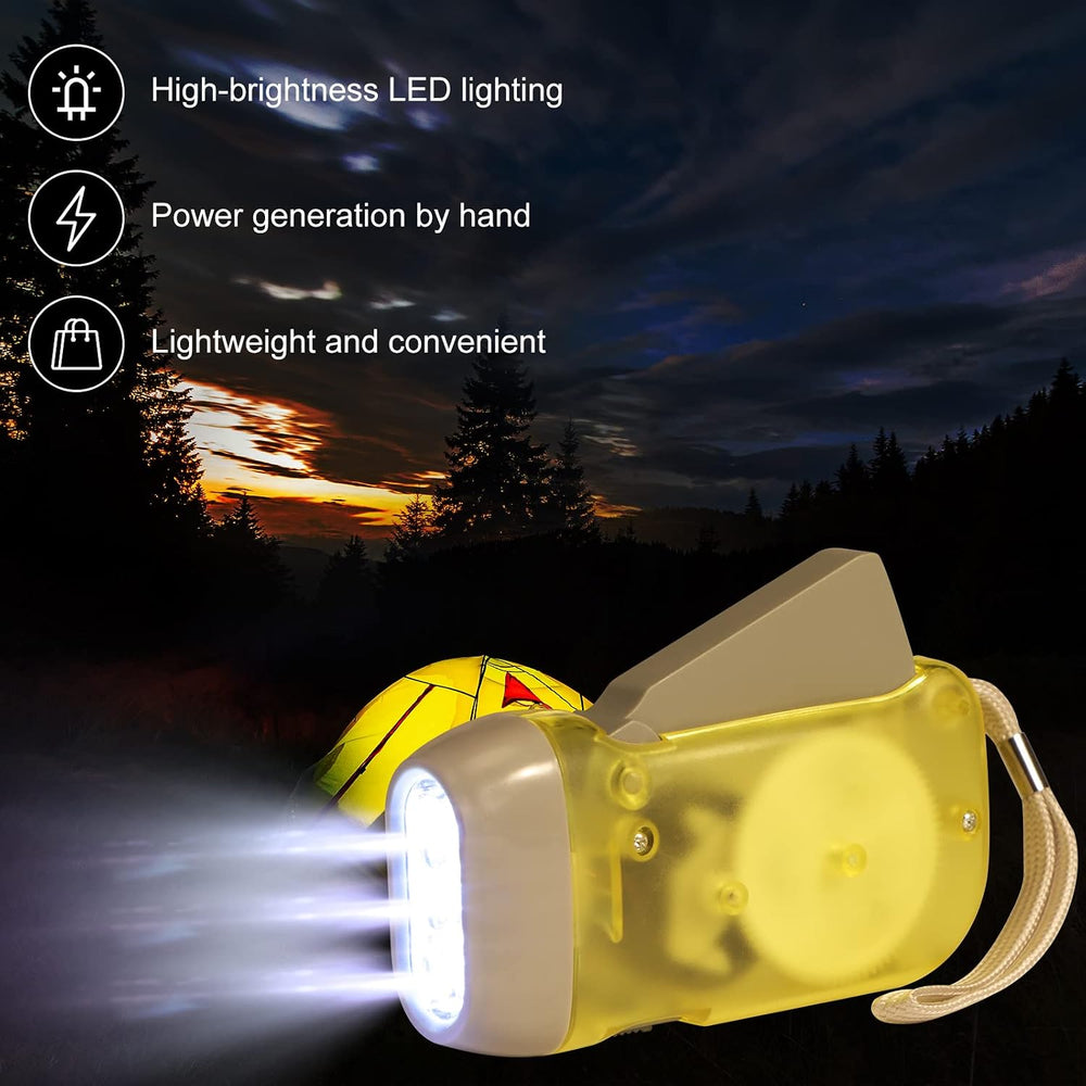 Mudder 24 Hand Crank Flashlight, Red, Blue, Green, Yellow, Black