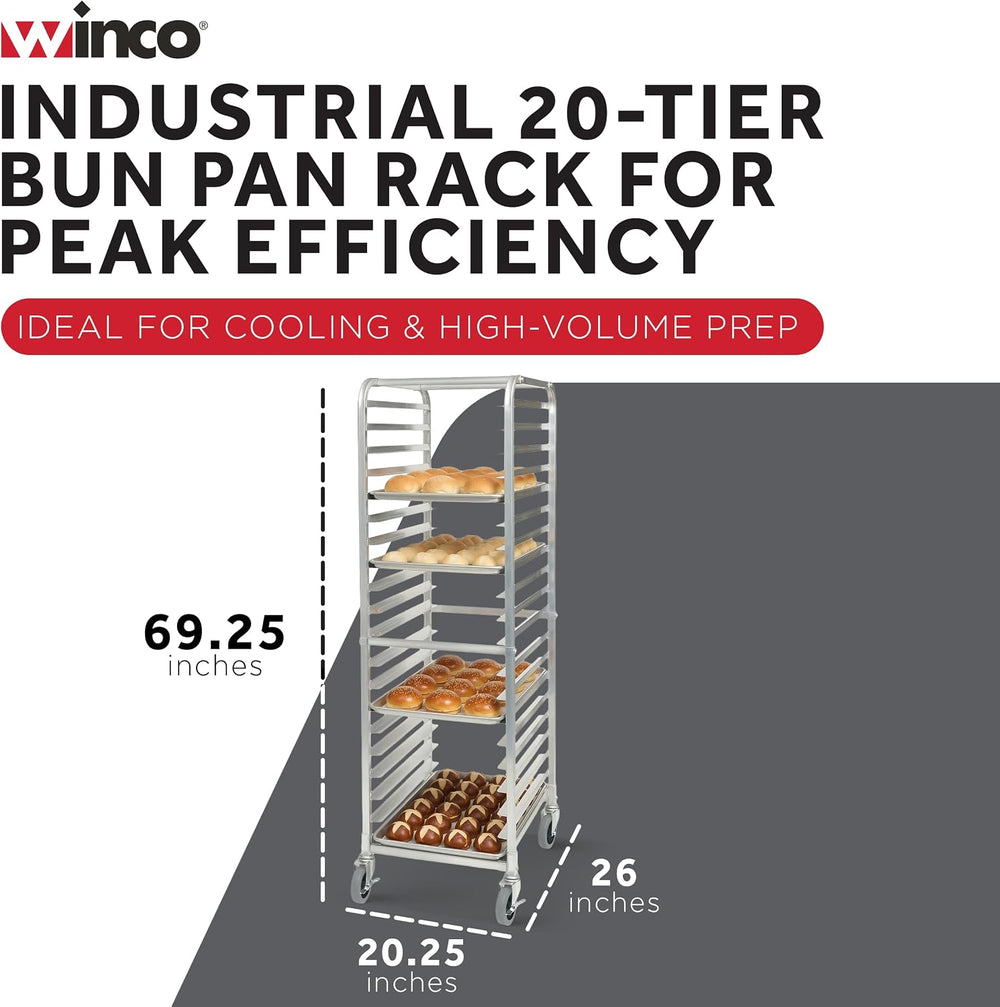 Winco 650 lb 3" Aluminum Sheet Pan Rack, 20 Tier