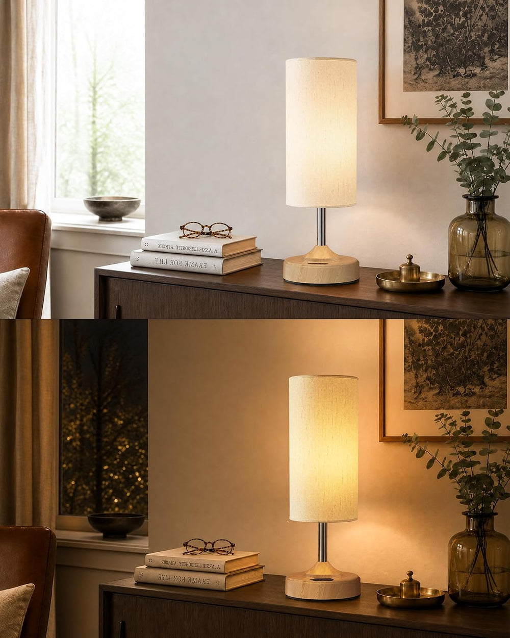 EZVALO Dimmable Cordless Table Lamp, Small Ambient Light with Timer
