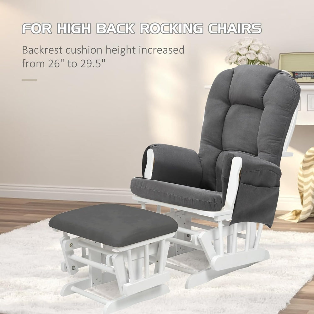 BECHAEO 5PCS Thickened Glider Rocker Replacement Cushions – Suede, Darkgray