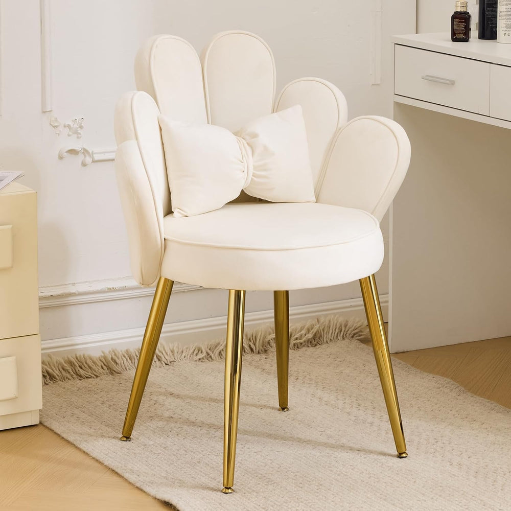 VINGLI Petal Makeup Vanity Chair with Back,Flower Cute Girls Desk Chair Comfy...