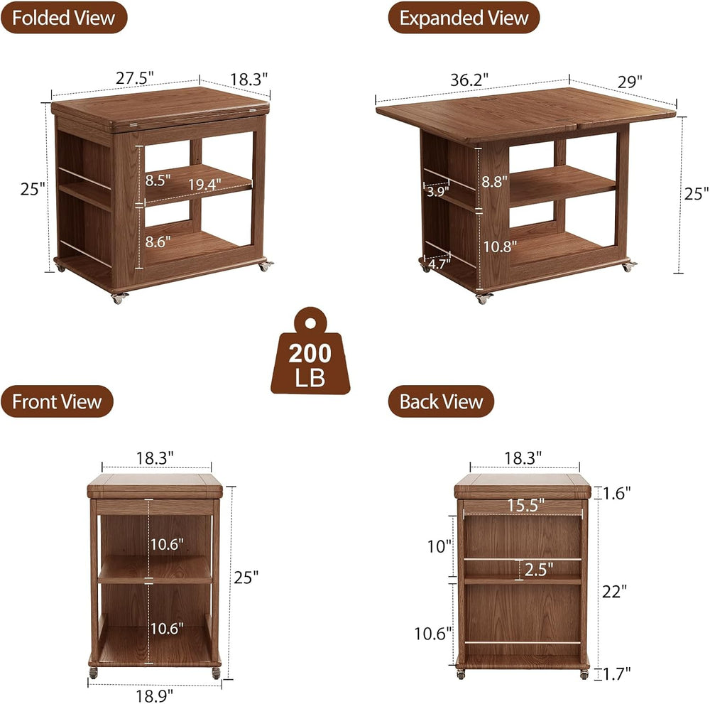 Expandable Coffee Table with Hidden Storage and Adjustable Shelves Walnut