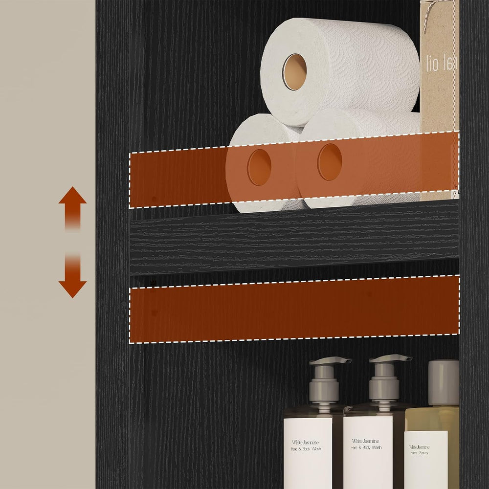 UPOSOJA 72" Tall Arched Narrow Bathroom Storage Cabinet with Lights, Sli...