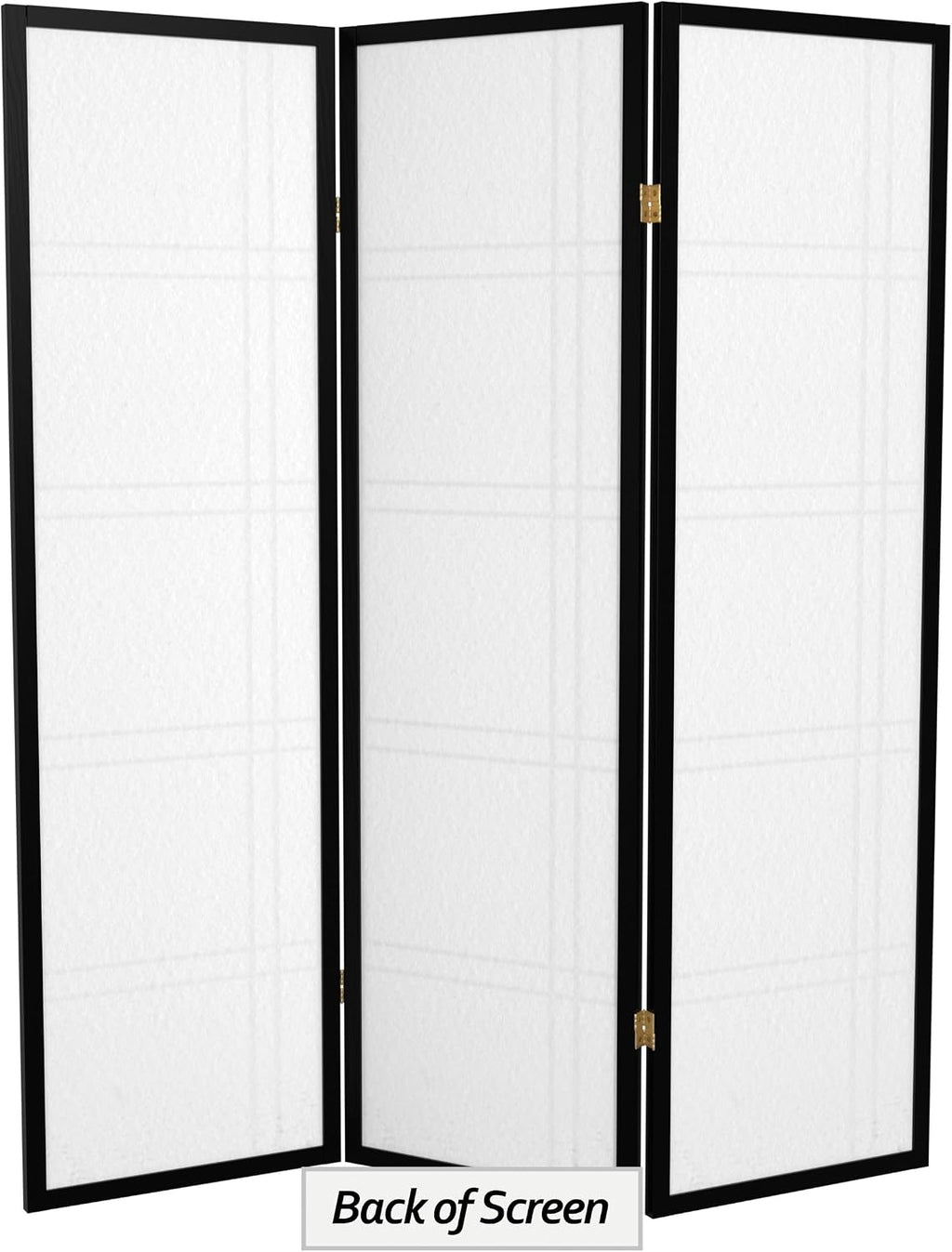 Red Lantern 5 ft. Tall Double Cross Shoji Screen - Black - 3 Panels