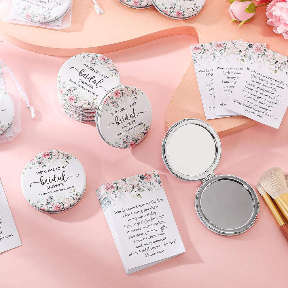 XunYee 24 Sets Bridal Shower Favors for Guests Flower Design Makeup Mirrors L...