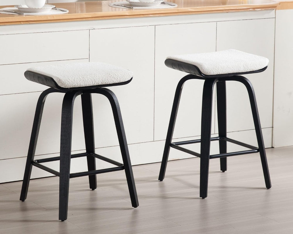 HNY 26" Swivel Bar Stools Set of 2, Backless Counter Height Bar Stools w...