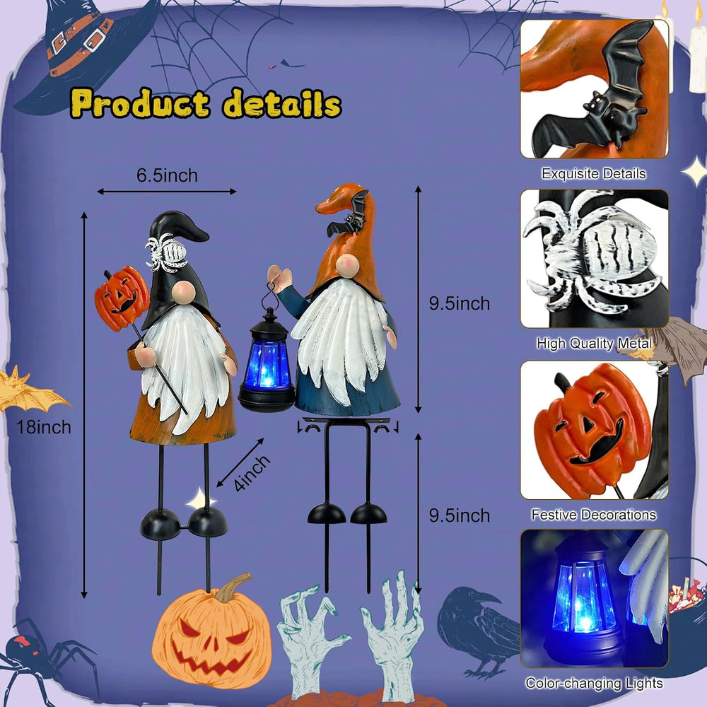 HONGLAND Halloween Decorations Outdoor Solar Gnomes with LED Lantern, Gnomes ...