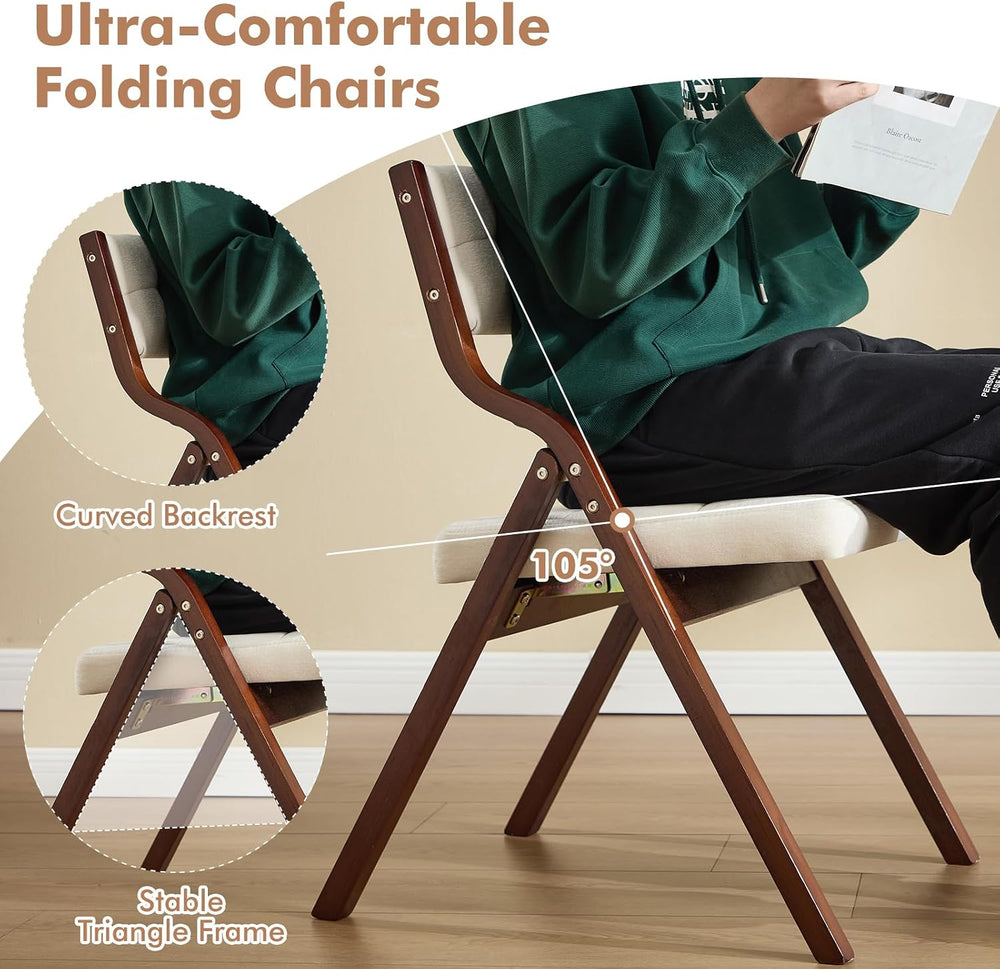 2-Pack Folding Dining Chairs with Cushion,Padded Foldable Dining Chairs,Porta...