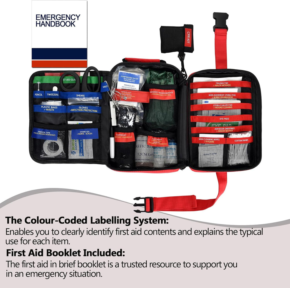 Besst Survivor Comprehensive First Aid Kit -Labeled Compartments for Trauma &...