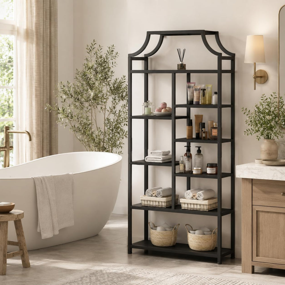 8-Tier Open Shelf Bookcase, 70.87"H x 31.5"L Lux Etagere Bookshelf,...