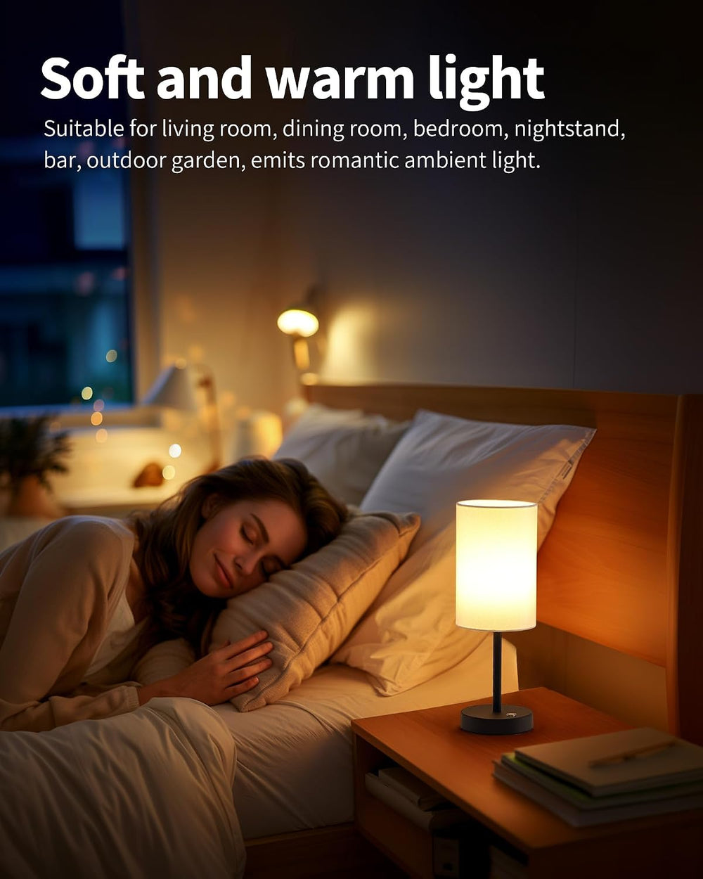 KDG Black Cordless Table lamp, Portable Bedside 4000mAh LED Desk Lamp