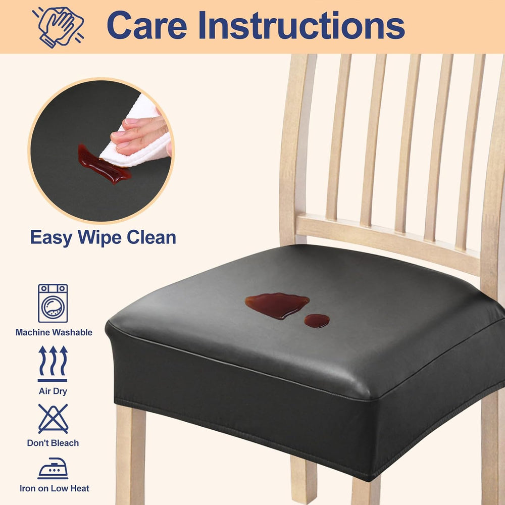 Smiry Waterproof Pu Leather Seat Covers for Dining Room Chairs Set of 4