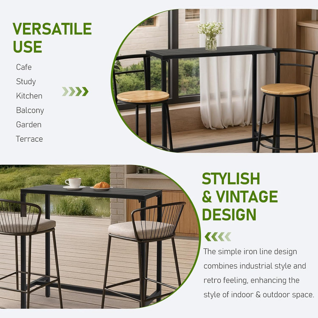 Outvita Outdoor Bar Table, Heavy Duty 40" Metal Table for Balcony Bistro