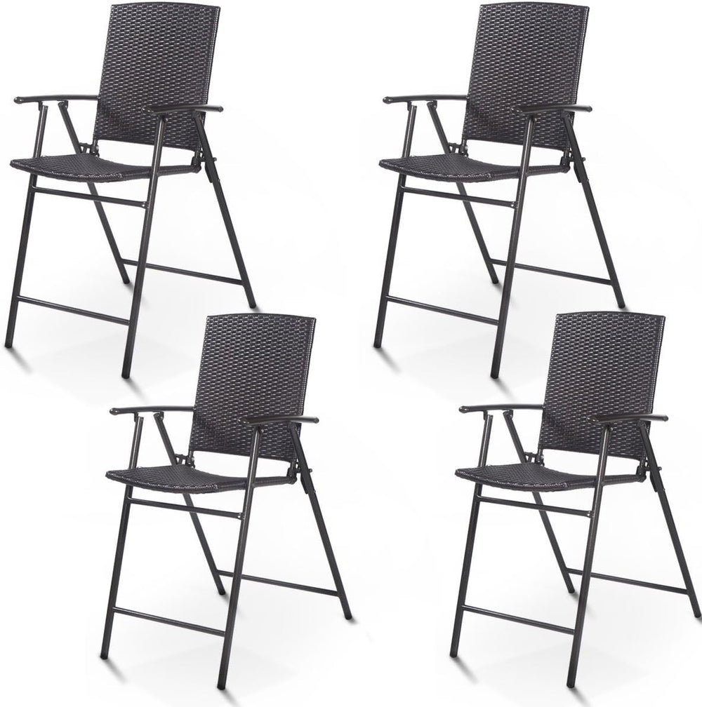 Tangkula 4 Piece Folding Patio Bar Chairs, Lightweight Portable Foldable Spac...