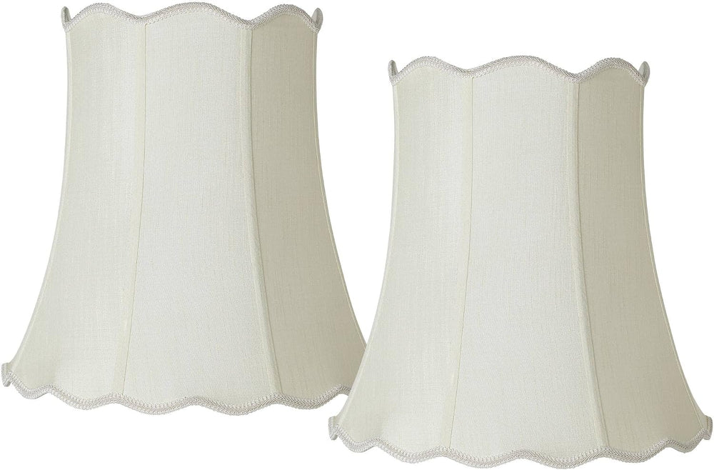 Creme Extra Large Scallop Set of 2 Bell Lamp Shades 12x18x18 (Spider)