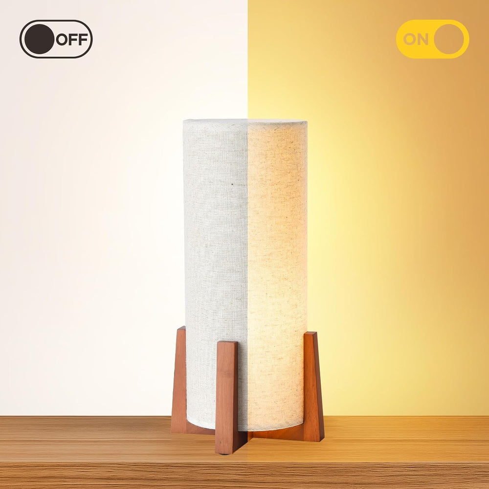 Modern Small Table Lamps, Nightstand Lamp with Linen Fabric Shade, 13.97&quot...