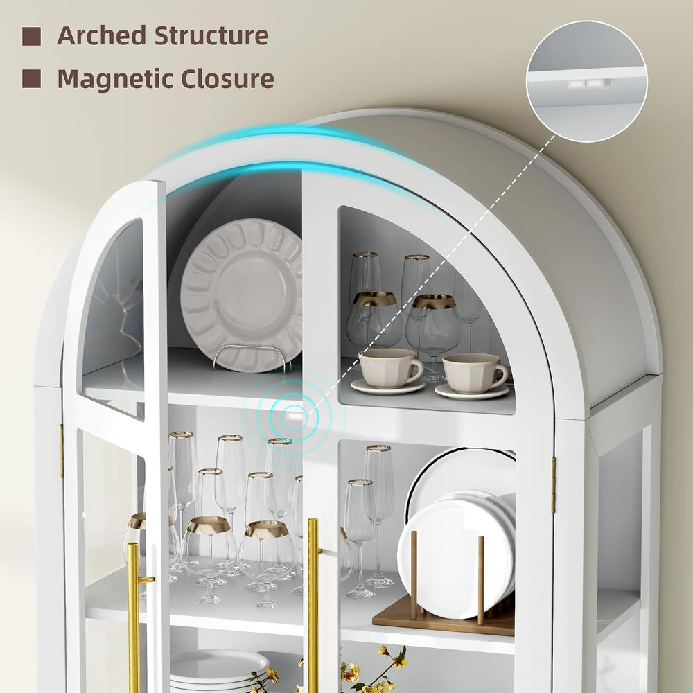 Vlsrka 71 Inch Arched Curio Cabinet, Display Cabinet with Sensor LED Lights