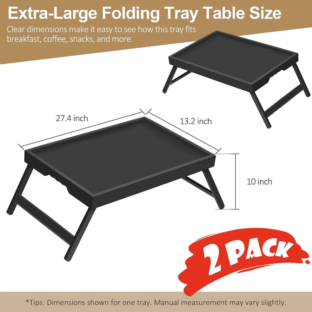 Artmeer FSC 100% Bamboo Bed Trays, X-Large, 2-Pack, Black