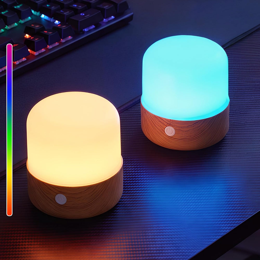KDG Cordless RGB H3.5 Small Table Lamps Set of 2, Magnetic Base Light Bulb