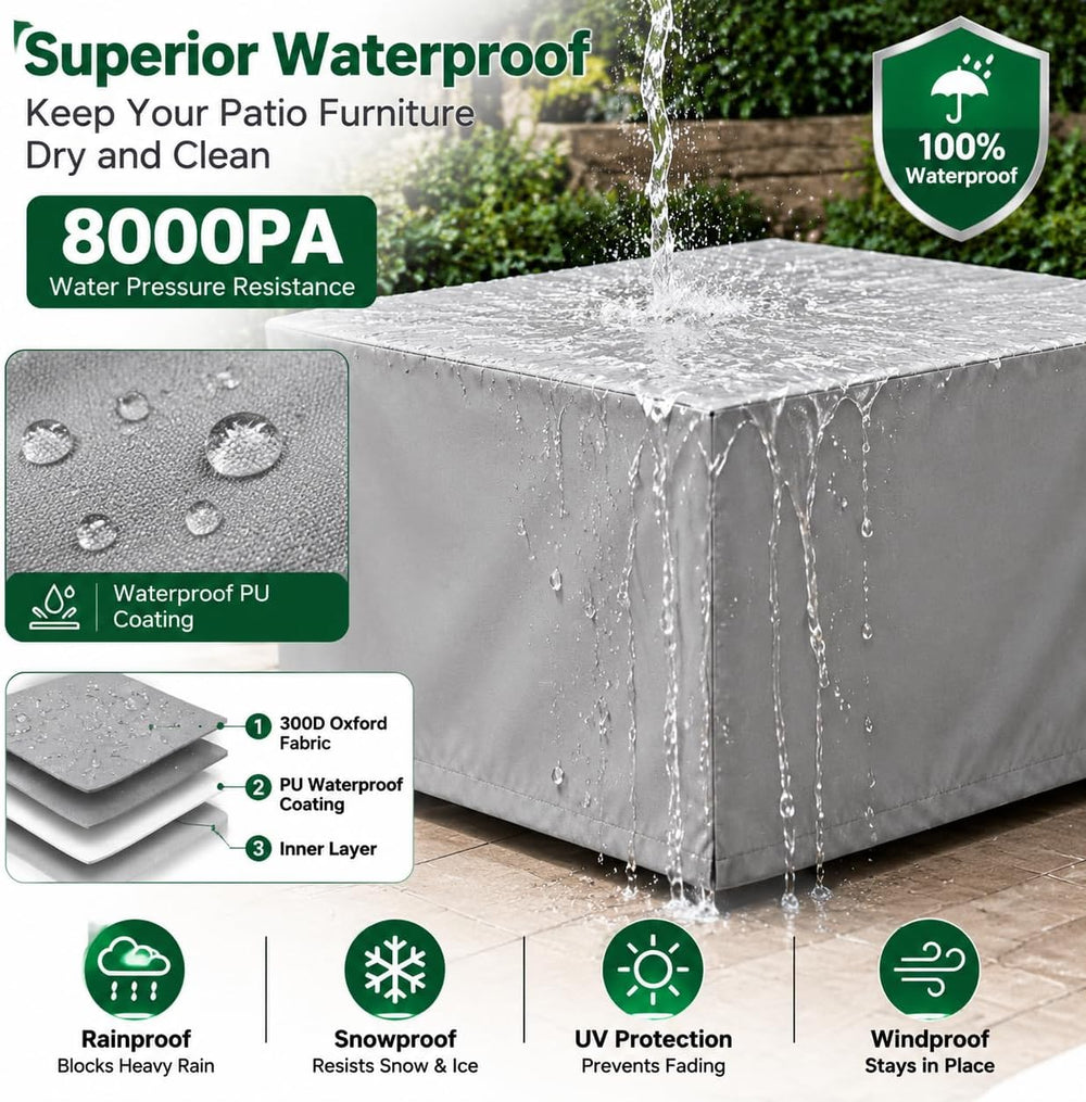 Waterproof Bar Height Patio Cover, Grey Outdoor Cover 59" L x 59" W...