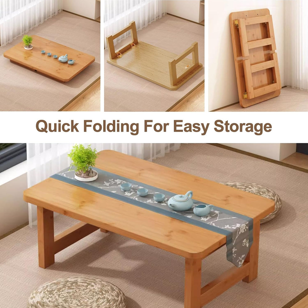 Japanese Floor Sitting Table, Folding Wood Tea Table Chabudai Japanese Coffee...