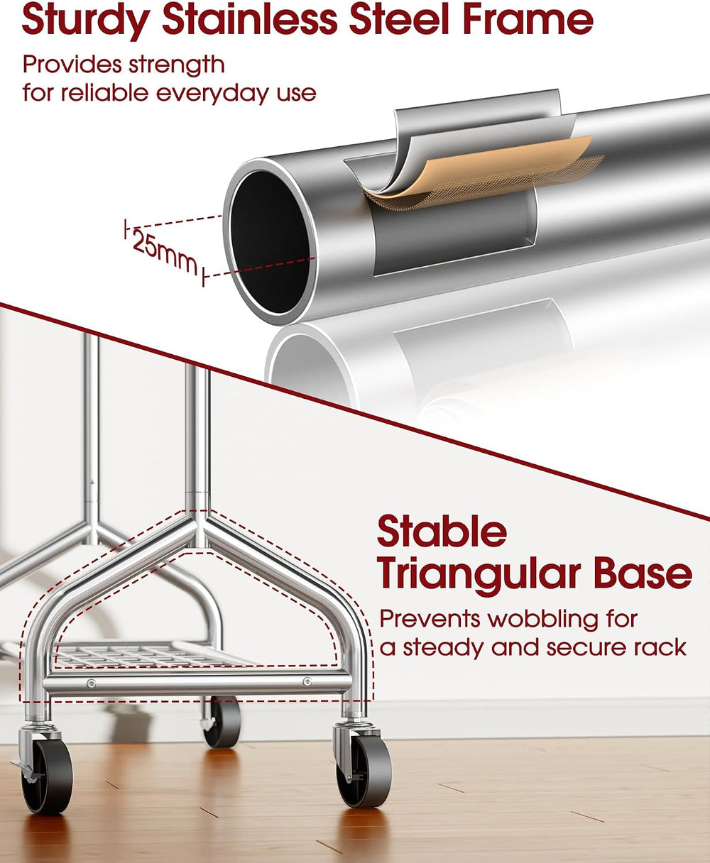 Sakugi Extendable 49.8-74.8" W Stainless Steel Clothes Rack, Silver