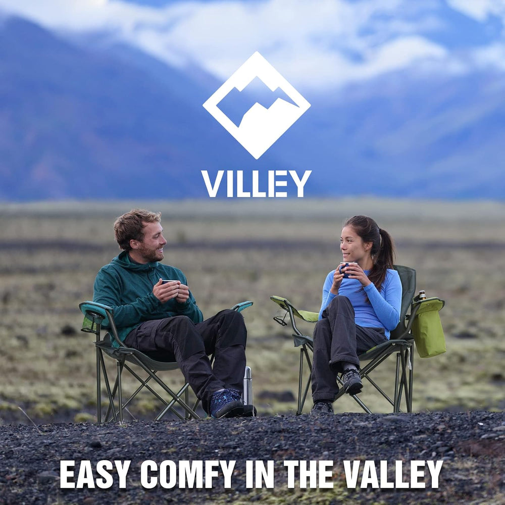 VILLEY Oversized Folding Camping Chair, Portable Outdoor Chair