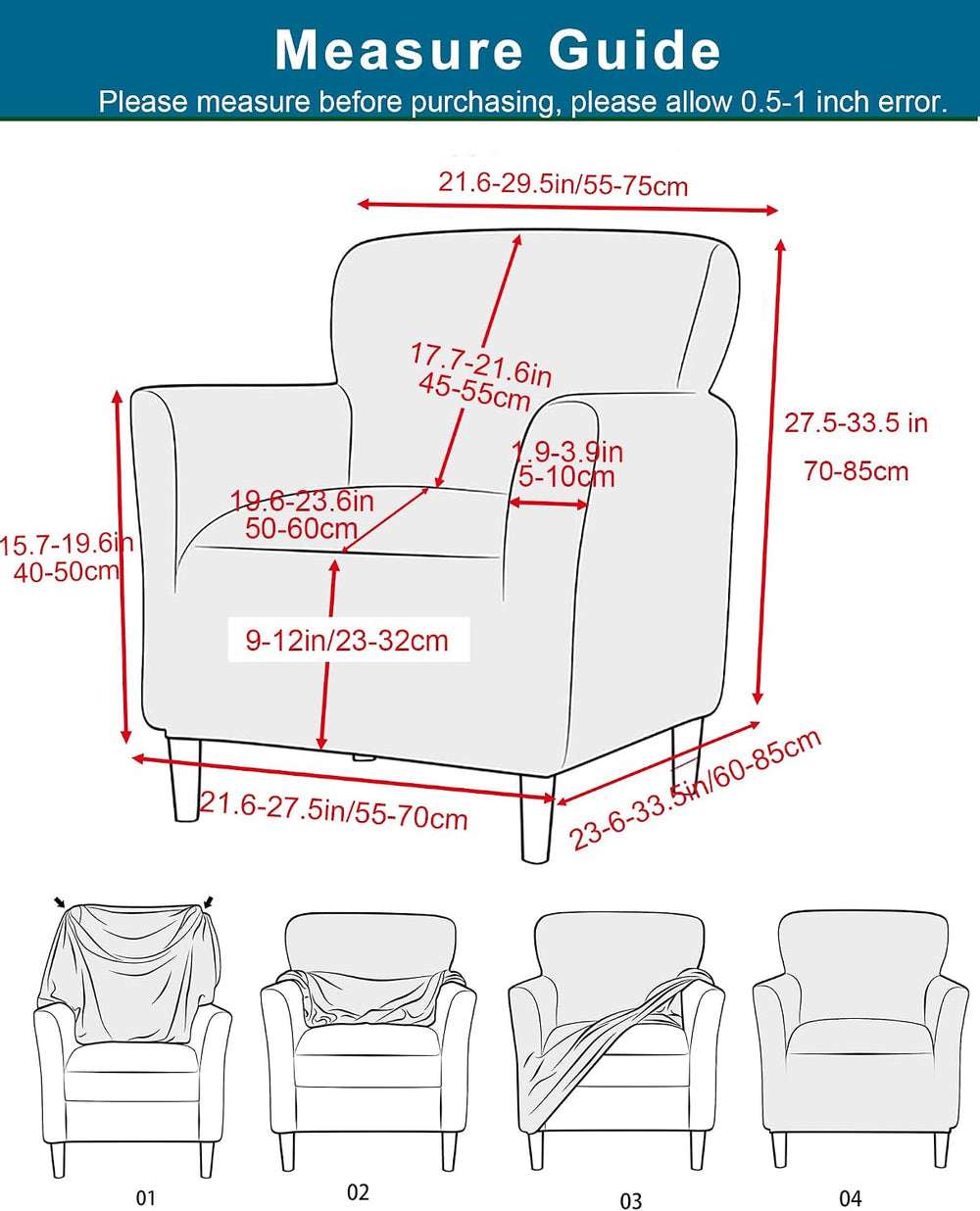 CRFATOP Accent Chair Cover, Stretch Armchair Slipcover for Living Room,A31