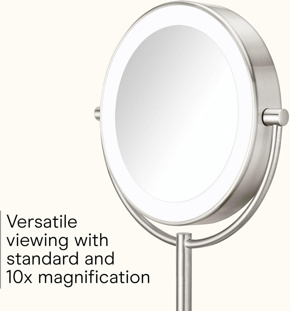 Conair LED Vanity Mirror, Double-Sided, 10x Magnification, Satin Nickel