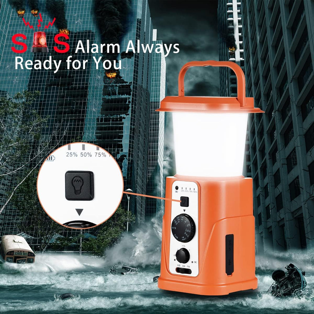 GREATONE 5000mah Emergency Radio Camping Lantern, Hand Crank Am/Fm/NOAA Weath...