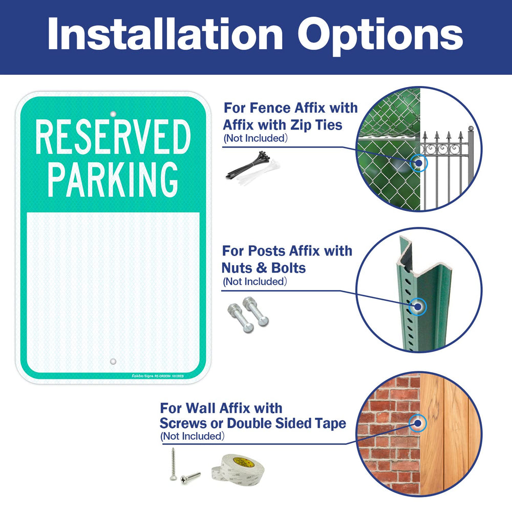 Faittoo Blank Reserved Parking Signs, 2-Pack 18 x 12 Inch Engineer Grade Refl...