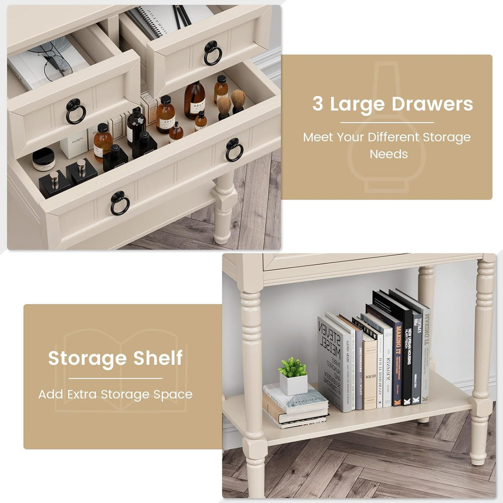 GIANTEX Rustic Small Console Table Entryway Table with Storage, Beige