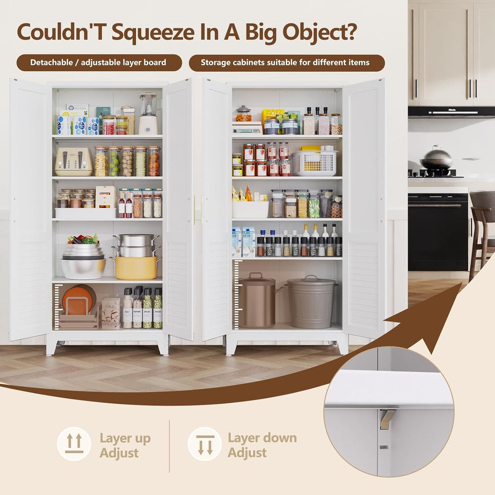61" H Storage Cabinet, Freestanding Kitchen Pantry Cabinet