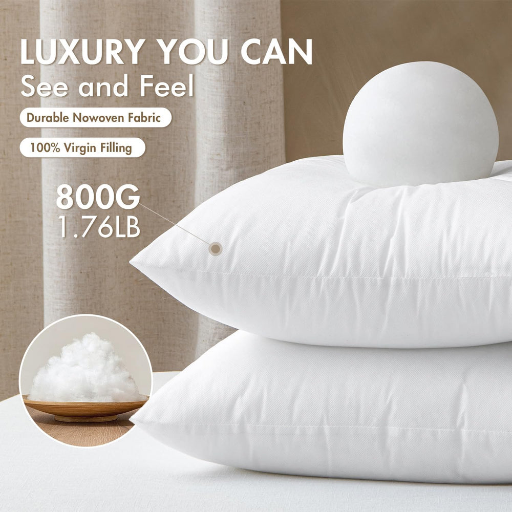 MIULEE Set of 2 Throw Pillow Inserts 24x24 Inches with 100% Virgin Filling