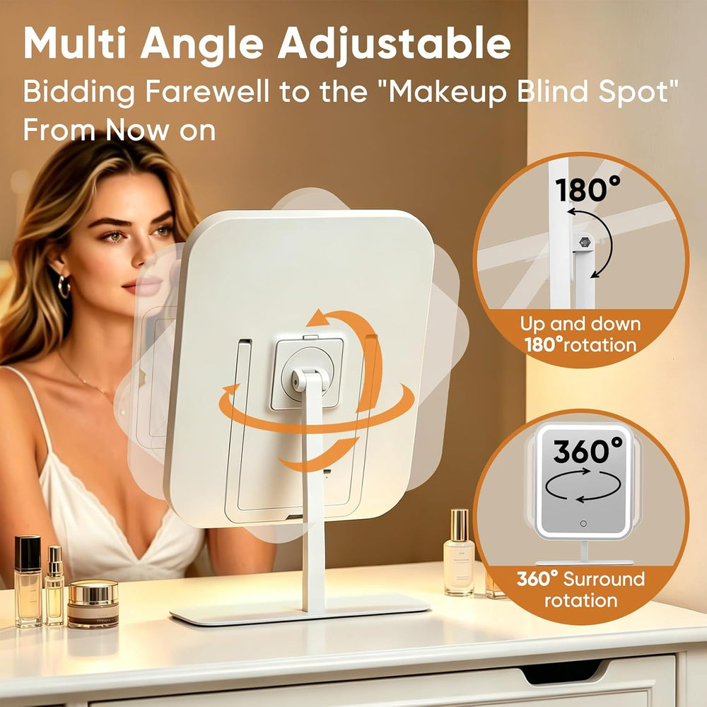FUNTOUCH 4500mAh Large Lighted Vanity Makeup Mirror with 30X Magnifier