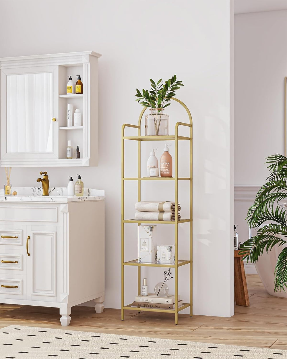 Hzuaneri Bookcase Bookshelf, Tempered Glass Bookshelves
