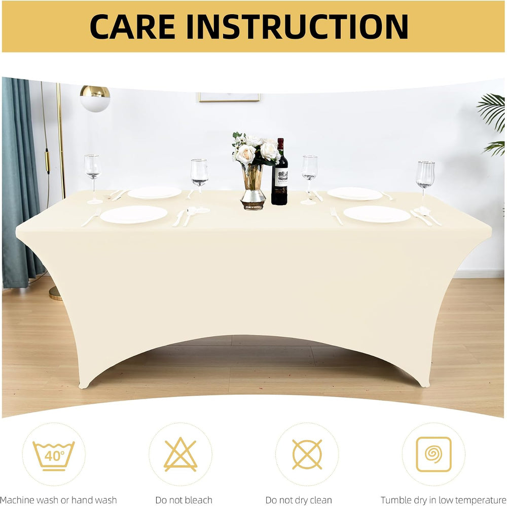 6-Pack 6ft Spandex Table Covers for Rectangle Standard Folding Tables - Wrink...