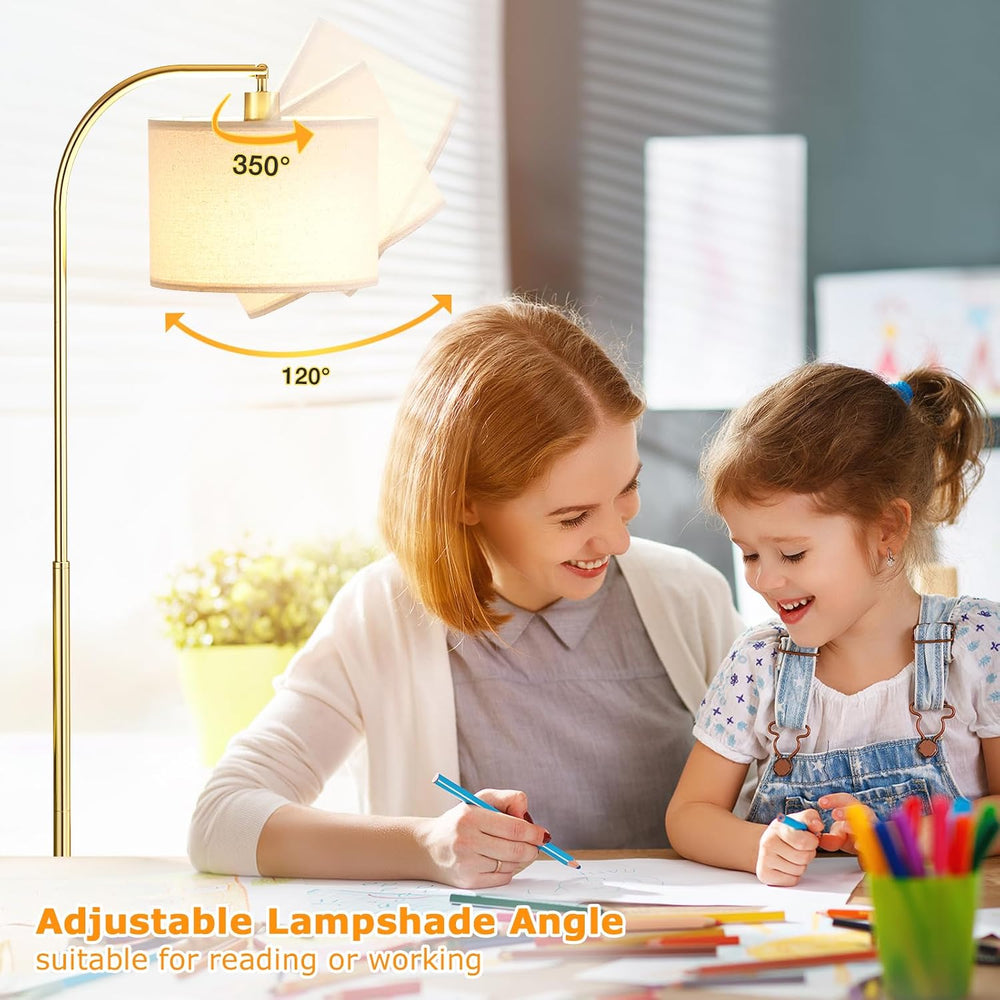 Ambimall Arc Floor Lamp with Remote and Stepless Dimmable Bulb, Colors Temper...