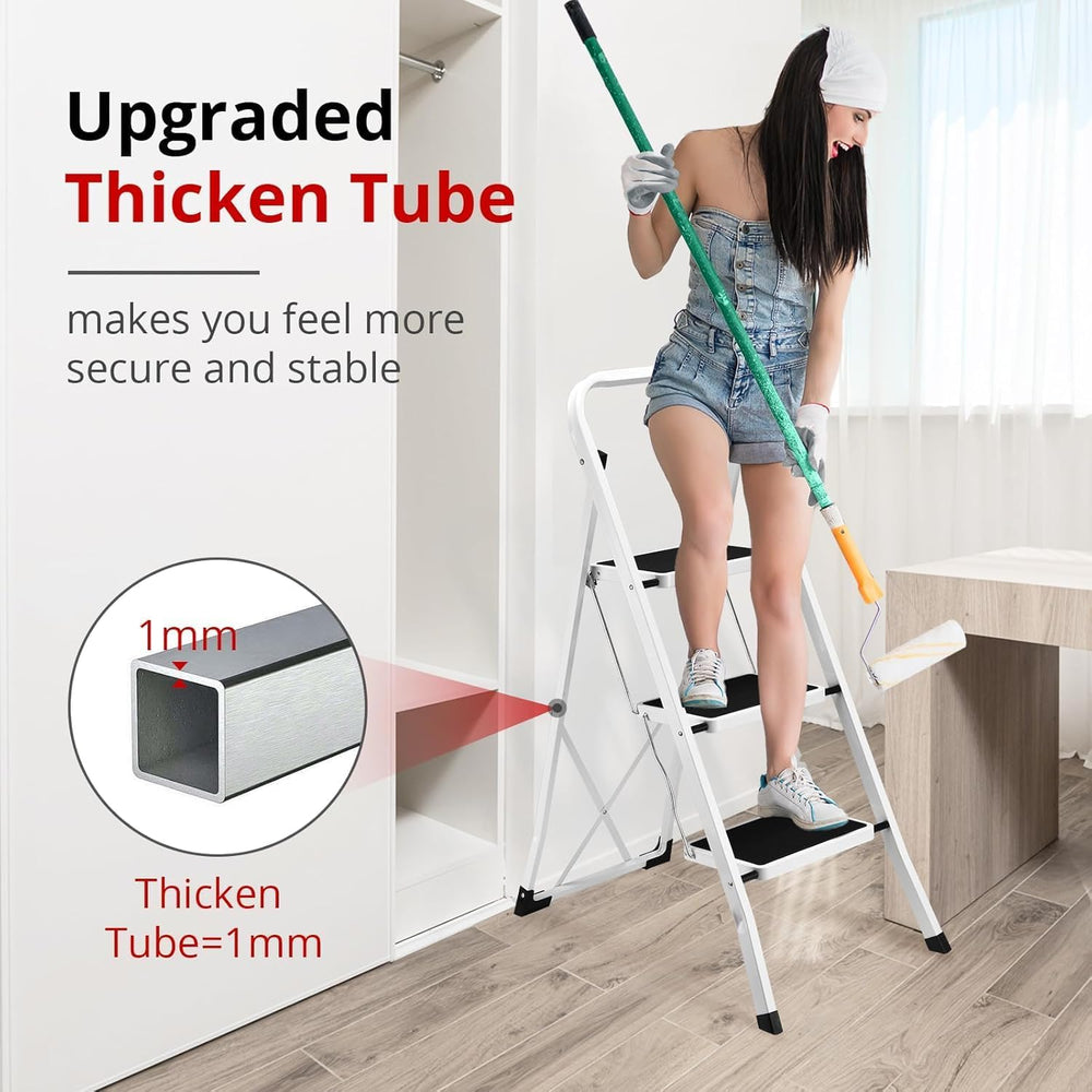 HBTower 3 Step Ladder, Folding Step Stool for Adults