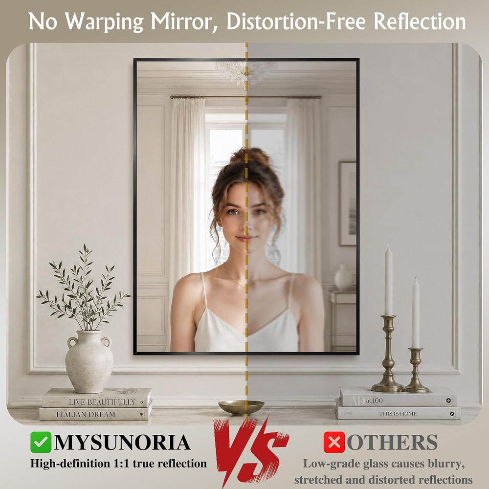 30"x36" Black Bathroom Mirror Wall Mounted for Over Sink