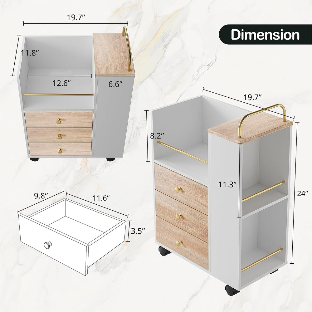 ModernMate Mobile File Cabinet Under Desk with 3 Drawer & Lockable Wheels