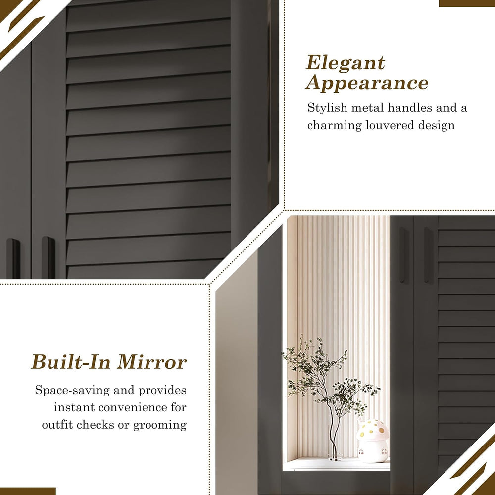 jiteentarou 2 Door Armoire Wardrobe Closet Cabinet with Drawers and LED Light...