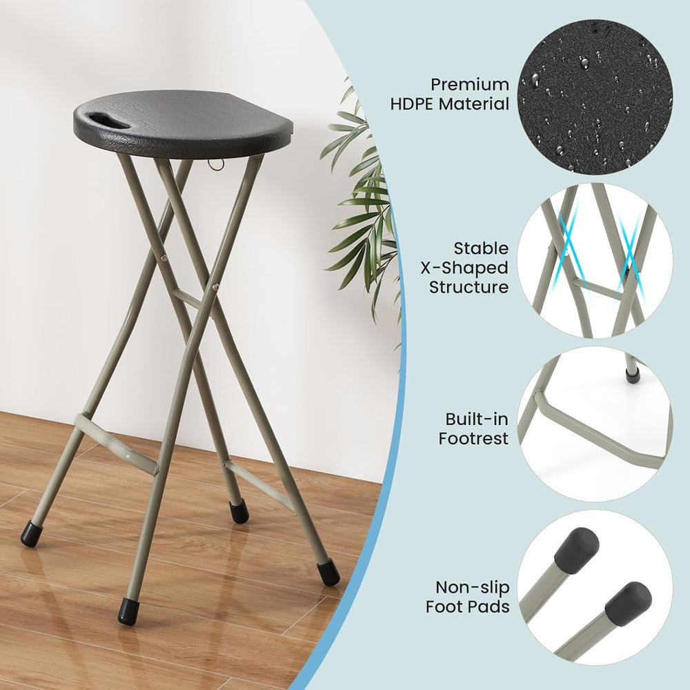 Goplus Folding Stool, 2 Pack 28 Inch Foldable Camping Seat for Adults with 55...