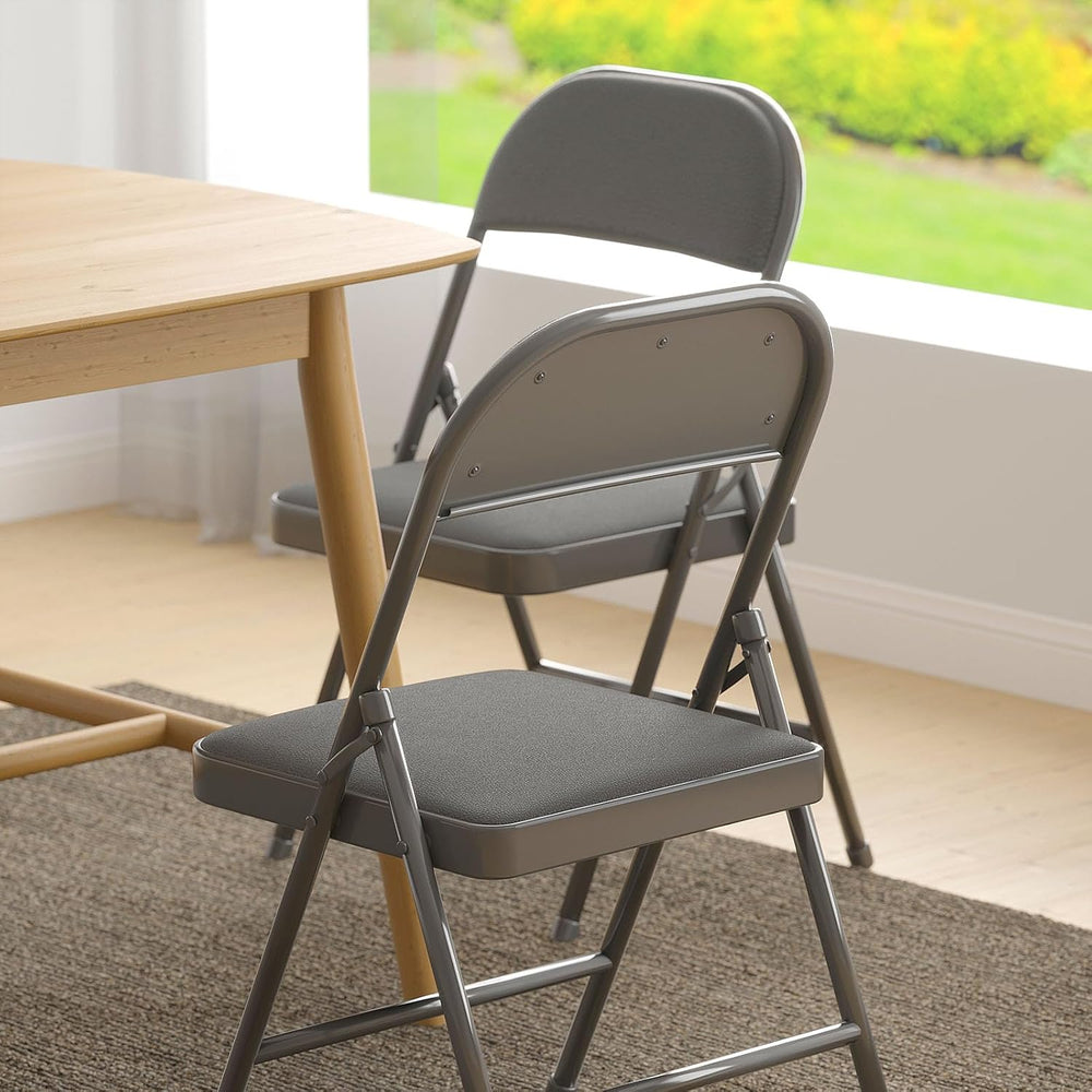 Nazhura Folding Chairs with Padded Vinyl Cushion Chairs with Comfortable Cush...
