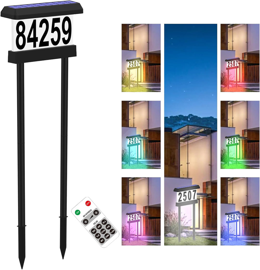 Double Side Solar Address Numbers, Lighted House Numbers for Outside