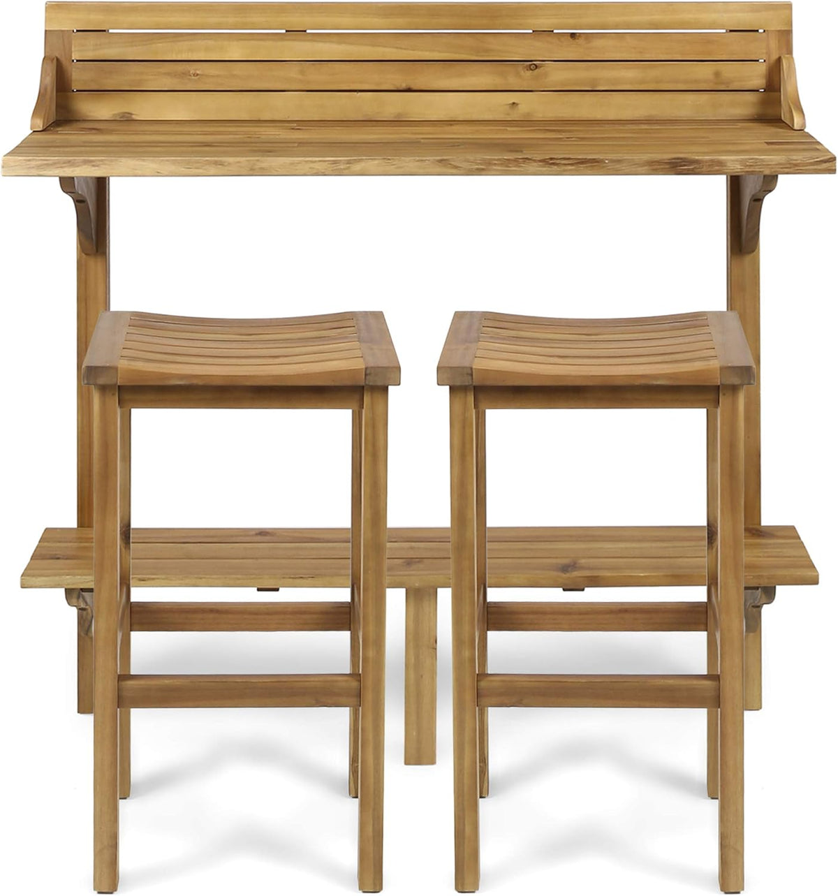 Christopher Knight Home Caribbean Outdoor Acacia Wood Balcony Bar Set, 3-Pcs Set, Natural Stained Light Brown